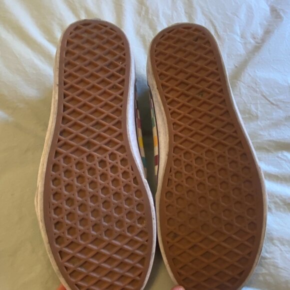 VANS Old Skool Low Top Rainbow Checkerboard Suede Toe Cap Lace Up Womens Size 6 - Picture 3 of 4